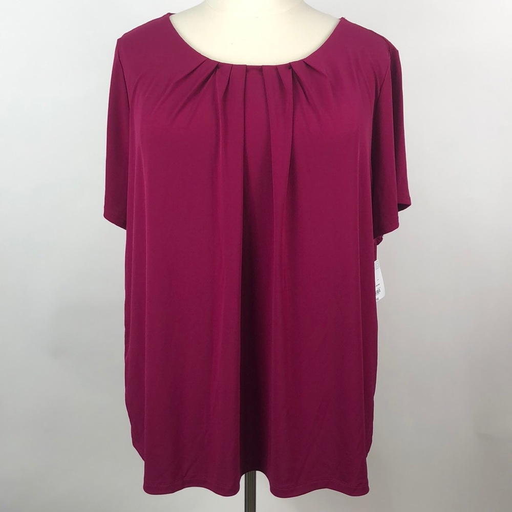 NWT Liz Claiborne Pink Top Pleated Neckline 4X